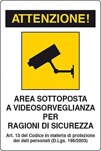 CG94 TARGA "AREA SOTTO VIDEOSORVEGLIATA" ADESIVA 180X120