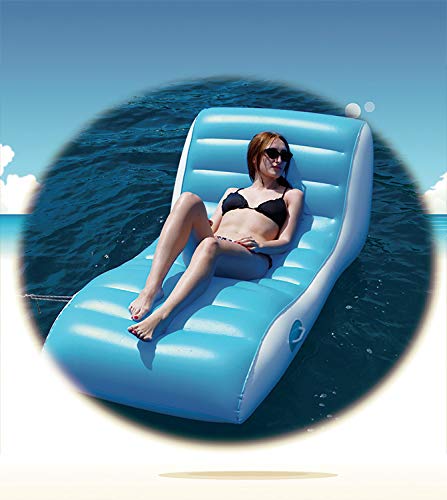 BEACHART 1660, Lettino Gonfiabile Galleggiante Unisex Adulto, Bianco/Azzurro, 196x100