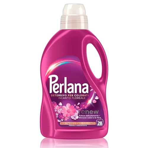 Perlana Detersivo Colorati Incanto Floreale (28 lavaggi), Detersivo lavatrice liquido per tutti i capi colorati, Detersivo colorati per pulizia delicata e colori e fibre rinnovati