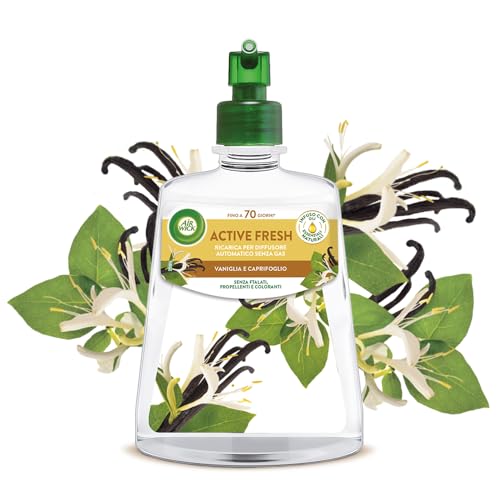 Airwick Active Fresh Deodorante per Ambienti, Ricarica per Diffusore Spray Automatico senza Gas alla fragranza Vaniglia e Caprifoglio, 228 ml (Confezione da 1)