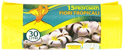 Frio - Fragrance, Sacchi Nettezza Profumati Fiori Tropicali, 30 Litri, 15 pezzi - [confezione da 12]