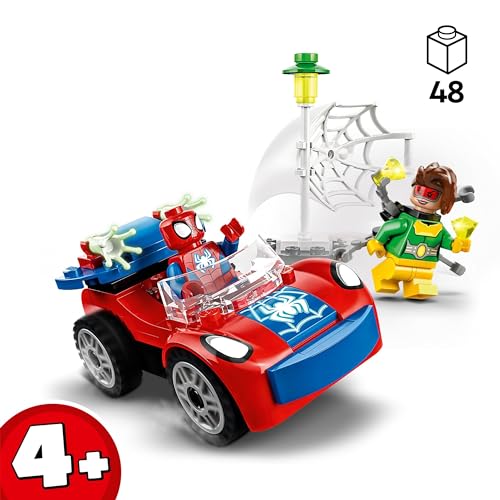 LEGO 10789 Marvel L’Auto di Spider-Man e Doc Ock, Giocattolo di Spidey e i Suoi Fantastici Amici, Giochi per Bambini dai 4 Anni con Mattoncini Fosforescenti