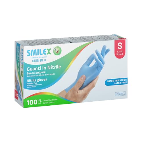 Skin Blue 100Pz Guanti Nitrile Senza Polvere Monouso Non Sterili Ambidestri