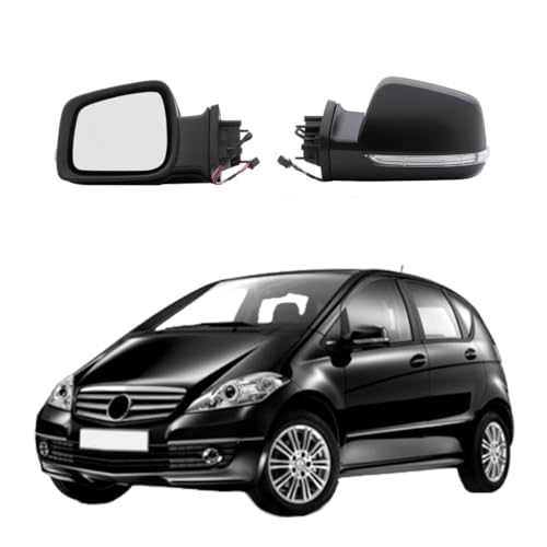 CG94 Specchietto Retrovisore Elett. Term. Rib. C/Fan. a Led per Auto MERCE-DES Classe A W169 - Calotta da Verniciare - 9 Pin - Vetro Asf.