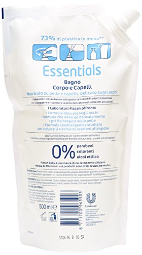 Fissan Baby Essentials Bagno Corpo e Capelli, Ipoallergenico, Ricarica - 500 ml