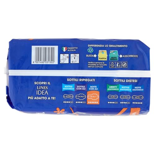 ACE Lines Idea Assorbenti Notte Ripiegati in Bustina con Ali, 14 Pezzi
