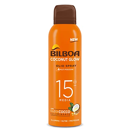Bilboa, BOV Solare Coconut Glow SPF 30, Crema Solare Spray con Olio di Cocco e Vitamina E, Leggera sulla Pelle, Protezione Solare Resistente all'Acqua, 150 ml