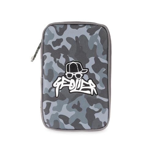 Colourbook - Astuccio Scuola Geolier 1 Zip, Organizzazione con Pattina Interna, Set Completo 30+ Pezzi (Camouflage)