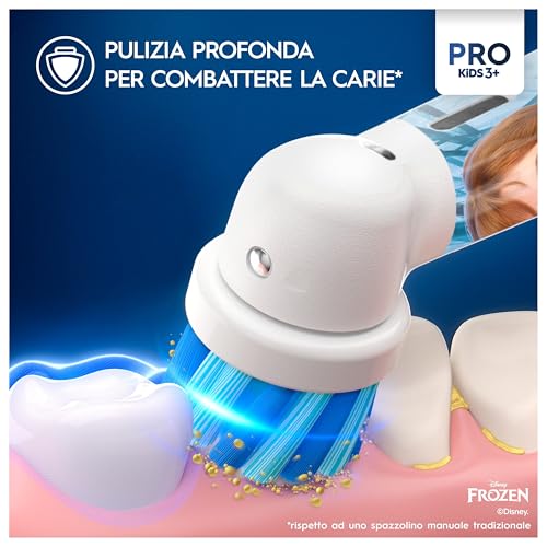 Oral-B Spazzolino Elettrico Ricaricabile Pro Kids Frozen, 1 Testina, per Bambini da 3 Anni in Su, 1 Spazzolino