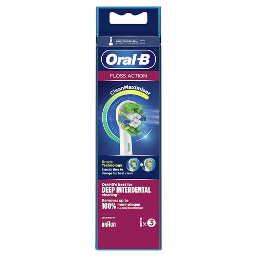 Oral-B FlossAction Testine di Ricambio con Tecnologia CleanMaximiser, Confezione da 3 Pezzi