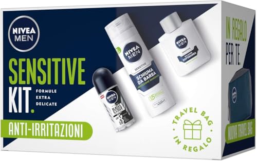 Nivea Men Sensitive Shave & Care Kit, Set Regalo Uomo con Balsamo Dopobarba Sensitive 100 ml