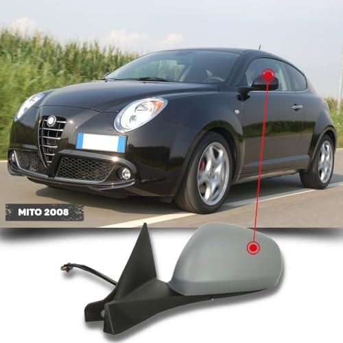 CG94 - Specchietto Retrovisore Esterno Elett. Termico per Auto A. Romeo Mito - Calotta da Verniciare - Vetro Blu C/Sonda