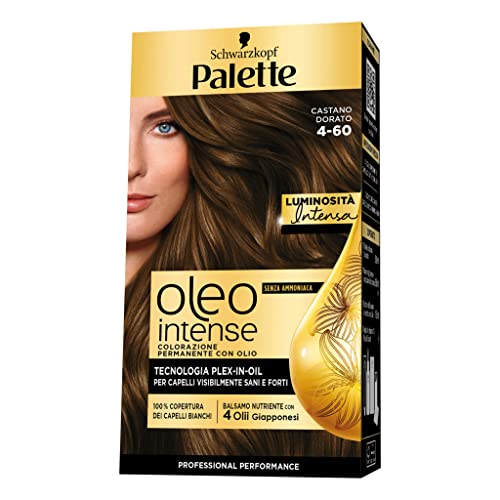 Schwarzkopf Palette Oleo, colorazione permanente copertura professionale capelli bianchi, 4-6 Castano Dorato, confezione singola