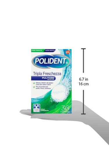 Polident Pulitore per Protesi, Tripla Freschezza - 36 Compresse