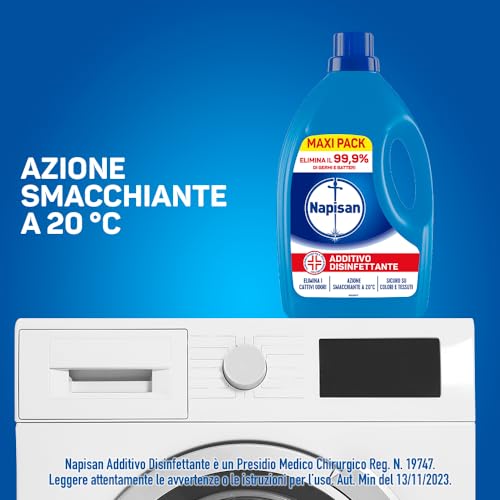 Napisan Additivo Disinfettante Lavatrice Freschezza di Lavanda, Confezione da 1 Litro di Additivo Liquido per Lavatrice, Contro i Batteri e i Cattivi Odori