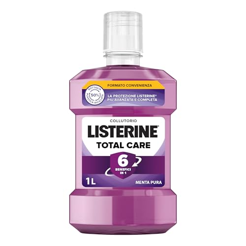 LISTERINE Collutorio Total Care, Collutorio al gusto di Menta Pura, Collutorio con 6 benefici in 1 per una pulizia accurata e un'igiene orale completa, 1L