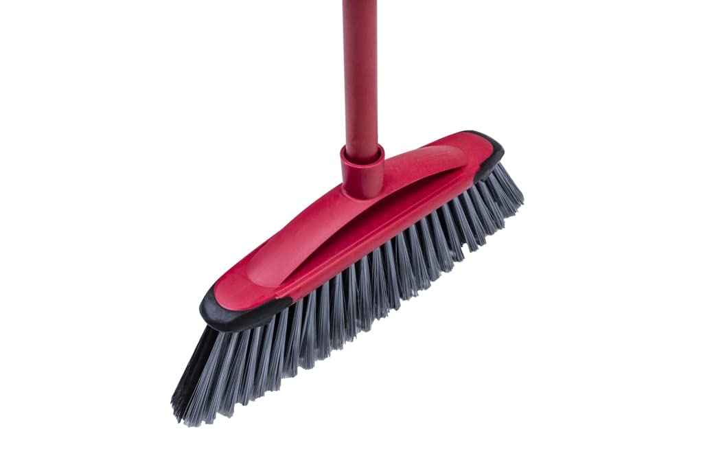 Vileda Classica 2 in 1 Scopa con Manico, Fibre per Polvere e Capelli, Plastica, Rosso/Nero, 32x5.3x78 cm