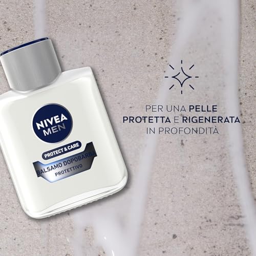 NIVEA MEN Protect & Care Balsamo Dopobarba Protettivo in Confezione da 100 ml, After Shave Uomo con Aloe Vera, Vitamina E e Pro-Vitamina B5, Balsamo Barba Idratante