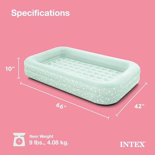 Intex Inflatable Kidz Travel Bed Set: Includes Hand Pump and Carry Bag – Removable Mattress