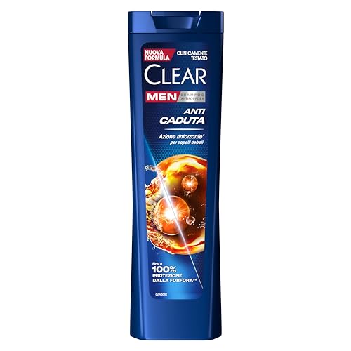 Clear Shampoo Anticaduta, Shampoo Antiforfora Uomo con Niacinamide ed Estratti di Ginseng, Shampoo Azione Rinforzante* per Capelli Fragili, Fino a 100% Protezione dalla Forfora*, Formato 225ml