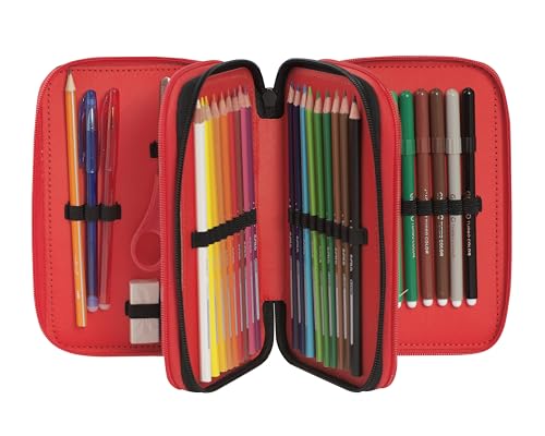 MARIO KART- Astuccio Scuola Ufficiale Mario Kart, Astuccio 3 Scomparti Bambino e Bambina con Set Cancelleria, Penna Cancellabile Blu Frixion e Pratica Chiusura a Zip, 20x13Hx7 cm