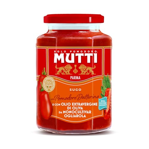 MUTTI - Sugo con pomodoro Datterino e Olio Extra Vergine d'Oliva da Monocultivar Ogliarola, 400g, Confezione da 6 unità