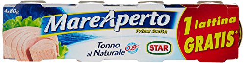 MareAperto - Prima Scelta, Tonno al Naturale, 80g (Confezione da 4)