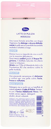 Venus - Latte di Pulizia, Addolcent, per Viso e Occhi, con Acqua Virginiana - 200 ml