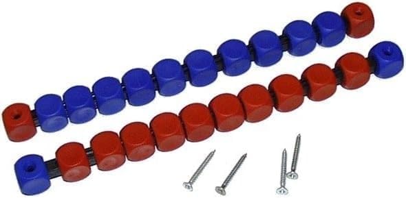 CG94 - Segnapunti a Cubetti per Calciobalilla | 10 Cubetti Rossi | 10 Cubetti Blu | 2 Astine Nere | 4 Viti | Plastica Resistente, Rosso-Blu, S