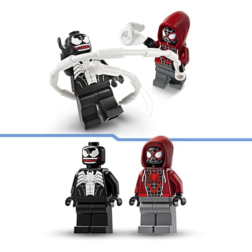 Lego 76276 Marvel Venom Robot Armatura Contro Miles Morales, giocattolo da costruzione con minifigure per ragazzi e ragazze dai 6 anni in su
