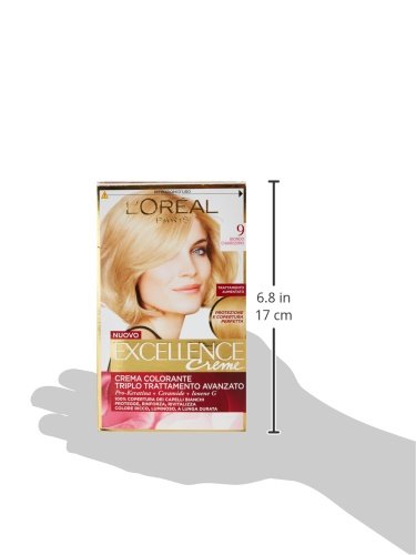 l'Oréal Paris Excellence Crema Colorante Triplo Trattamento Avanzato, 9 Biondo Chiarissimo - 1 Pacco