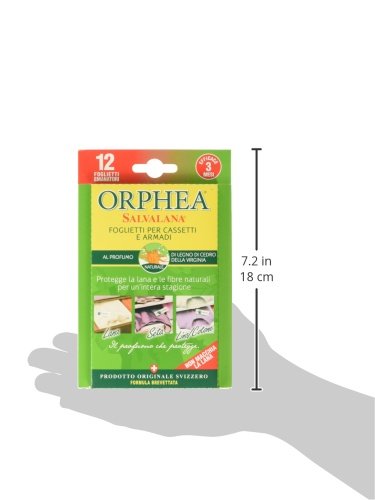 Orphea Salvalana Foglietti Per Cassetti E Armadi, Protegge Lana E Vestiti Tutta La Stagione, Profumo Di Cedro,4 bustine per 12 Foglietti Emanatori parent