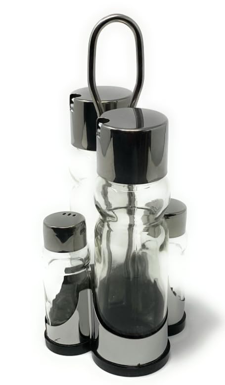CG94 Set Menage in vetro con stand in metallo