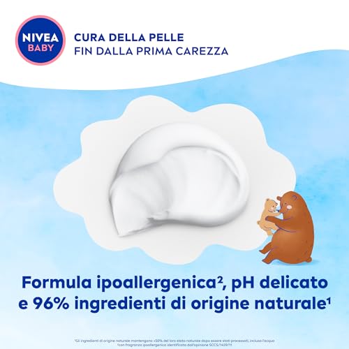 NIVEA BABY Viso & Corpo Crema Soffice 200ml, Crema corpo bambini idratante e nutriente, Crema viso neonato con Latte di Mandorla e Vitamine, Crema corpo neonato contro disidratazione e secchezza