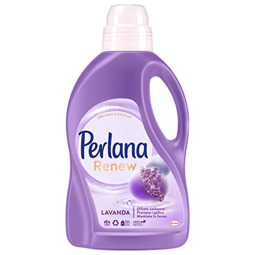 Perlana Renew Lana Lavanda, detersivo lavatrice, effetto cachmere, previene i pallini, confezione singola da 24 lavaggi