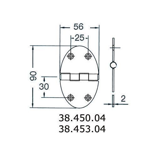 OSCULATI Cerniera 35x51mm 1,5mm Viti