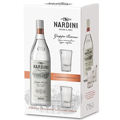 NARDINI ACQUAVITE GRAPPA 70 CL CON DUE BICCHIERI IN CONFEZIONE REGALO