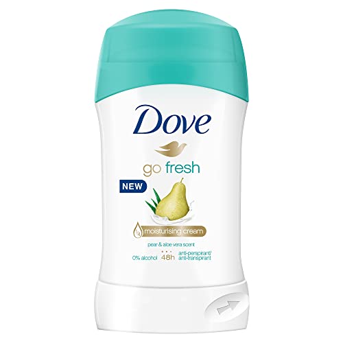 Dove, Deodorante Go Fresh Pera e Aloe Vera Stick, Deodorante Antitraspirante in Stick, con 1/4 Crema Idratante, Protezione Fino a 48 Ore, con Olio Nutriente, Deodorante Uomo e Donna, 6 Pezzi da 40 ml