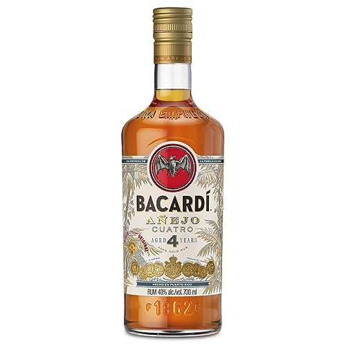 BACARDÍ Anejo 4 Year Old Premium Caribbean Rum, Vol. 40%, 70 cl / 700 ml, pregiato rum invecchiato 4 anni in botti di rovere sotto al sole dei Caraibi