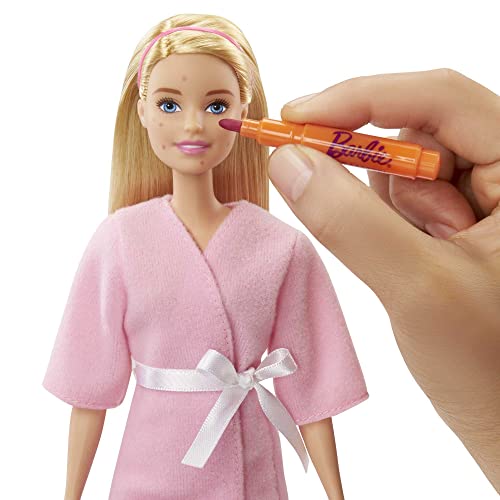 Barbie Wellness Face Masks Play Set with Doll, Puppy, Shapes and Clay