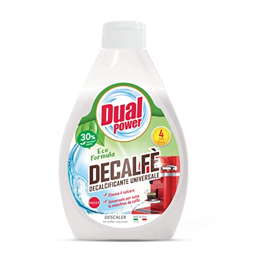 Dual Power, Decalfè, Decalcificante Universale per Tutte le Macchine da Caffè, Elimina Rapidamente le Incrostazioni di Calcare, Contiene Ingredienti Naturali, Made in Italy