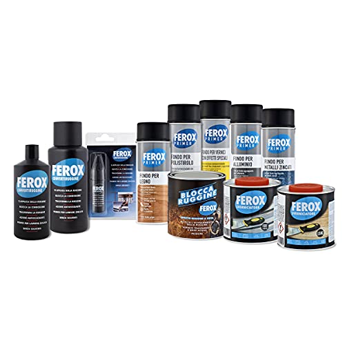 FEROX CONVERTIRUGGINE - trattamento rimozione ruggine e protezione superfici in ferro, prodotto togli ruggine, beccuccio dosatore, per superfici arrugginite e non arrugginite