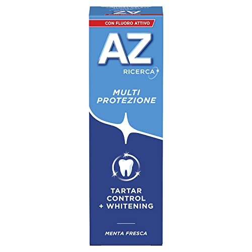Dentifricio AZ Multi Protezione Tartaro Control, con Azione Sbiancante, Previene il Tataro, Extra Freschezza, Rimuove le macchie superficiali, Maxi Formato da 6 Confezioni X 75ml