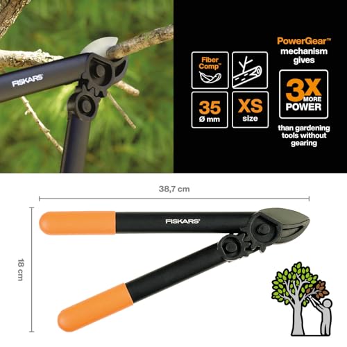 Fiskars PowerGear Anvil Gear Shears for Dry Twigs and Branches
