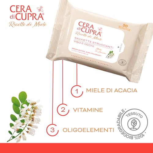 Cera di Cupra Ricetta di Bellezza Salviette Struccanti per Viso e Occhi, 20 Pezzi