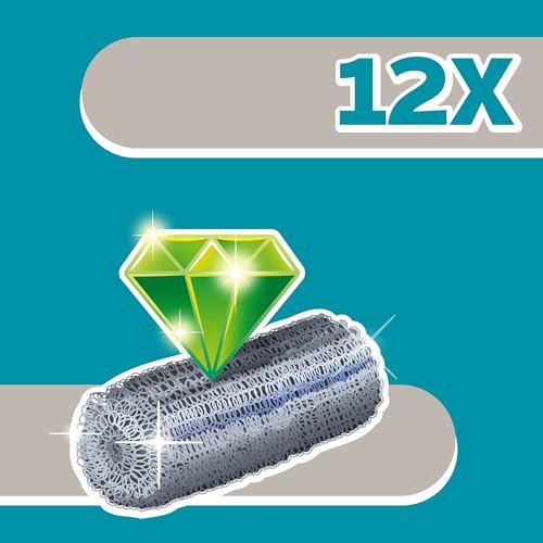 ARIX | 12 Rotolini Abrasivi in Fine Lana d’Acciaio, per Rimuovere Incrostazioni da pentole, Stoviglie e Tutte le Superfici Non Delicate
