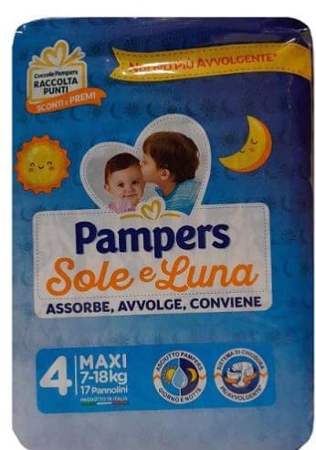 PAMPERS SOLE E LUNA TAGLIA 4 MIS.7-18 KG 22 PANNOLINI X 6 PEZZI TOT.132