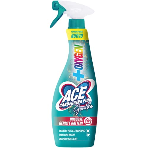 ACE 4 PZ GENTILE CANDEGGINA SPRAY UNIVERSALE 600 ML [TOTALE 2,4 LITRI] - BLEACH - SENZA PROFUMAZIONE - NEBULIZZATORE - PER TESSUTO, PIETRA, PIASTRELLA
