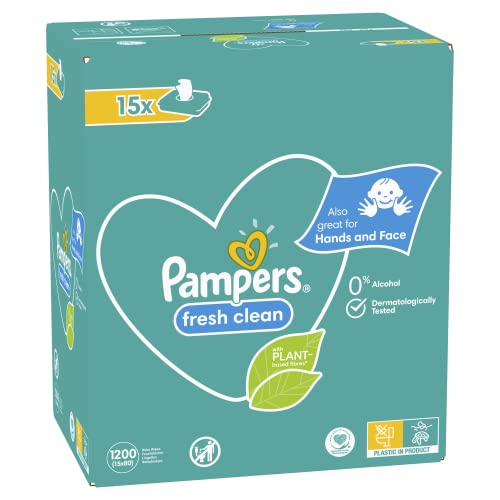Pampers Fresh Clean Baby Salviette Umidificate, 80 Unità (Confezione da 15)