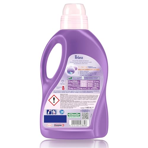 Perlana Detersivo Delicati Lavanda (28 lavaggi), Detersivo lavatrice liquido per lana, seta e delicati, Detersivo delicati per effetto cashmere e fibre rinnovate al profumo di lavanda